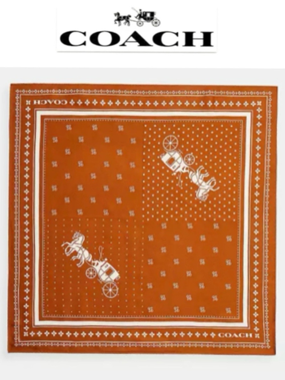 Coach Horse And Carriage Dot Print Silk Bandana BrandNew With Tag CAP44